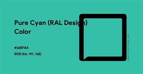 Pure Cyan Ral Design Color Hex Code Is 36bfa8