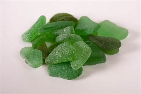 Genuine Sea Glass 20 Pieces Of Natural Green Sea Glass Great Etsy