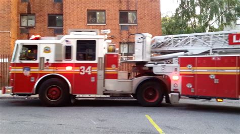 Fdny Tiller Ladder 34 Responding From Quarters To A Lock In Youtube