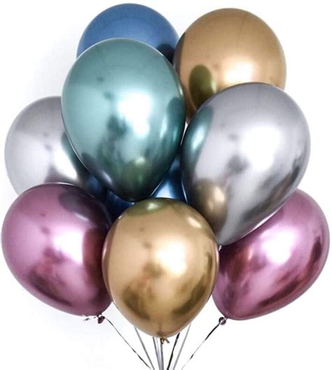 50pcs Assorted Color Metallic Latex Balloons Birthday Helium Balloons