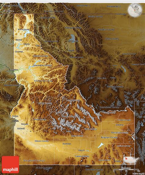 Physical 3d Map Of Idaho Darken