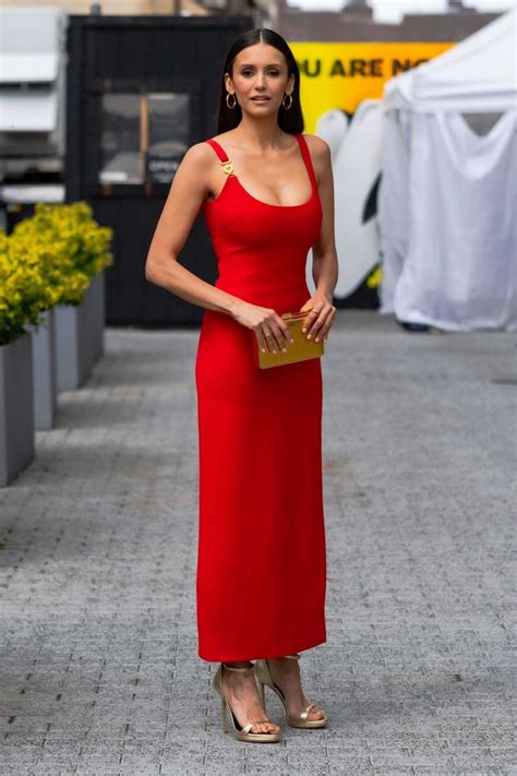 nina dobrev in a red dress attends 2021 espy awards in new york 07 10 2021