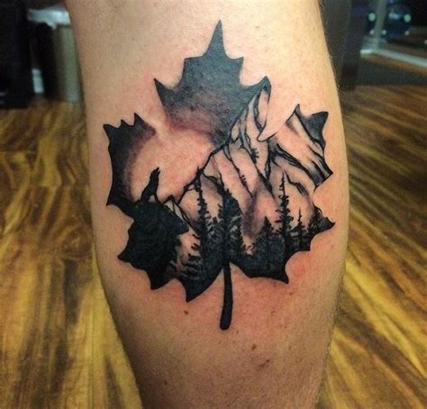Canada Maple Leaf With Nature Face Tattoos Cool Tattoos Tattoo Designs