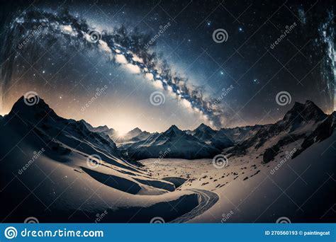 The Milky Way Arch Starry Sky Abstract Planetarium Stock Illustration