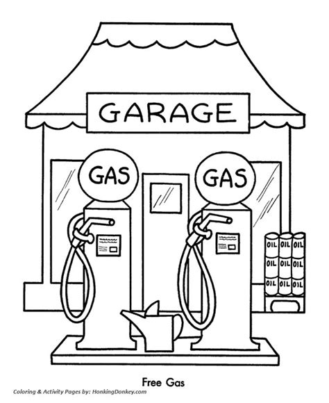 Gas Station Coloring Page