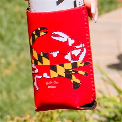 Maryland Full Flag Crab Red Can Cooler Route One Apparel