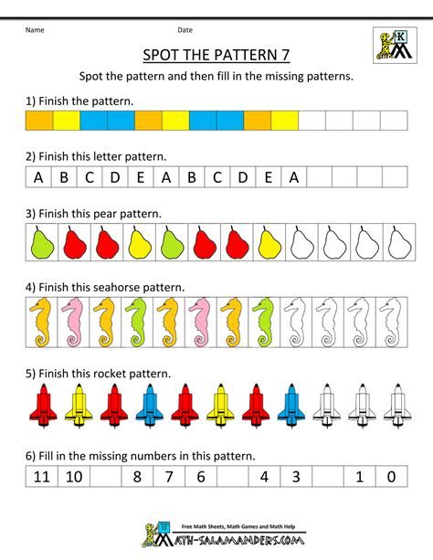 Number Patterns Worksheets Pdf