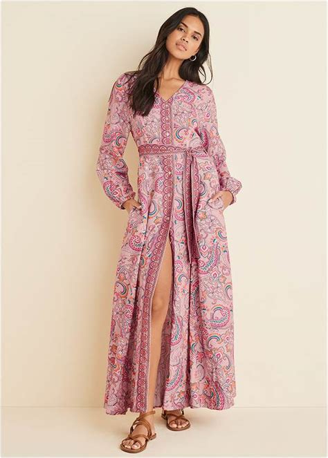 Tie Waist Maxi Dress In Venetian Paisley Venus