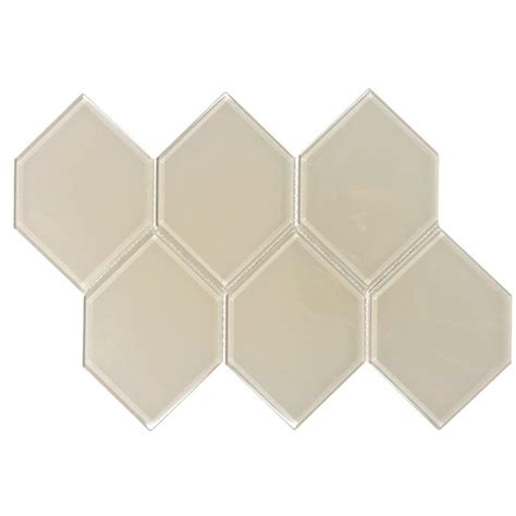 Tesoro Earth Ivory 1 X 3 Hexagon Glass Mosaic Mosaic Glass