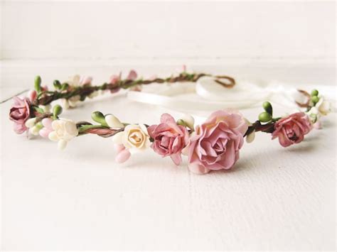 Pastel Flower Crown Floral Crown Bridal Headpiece Ivory