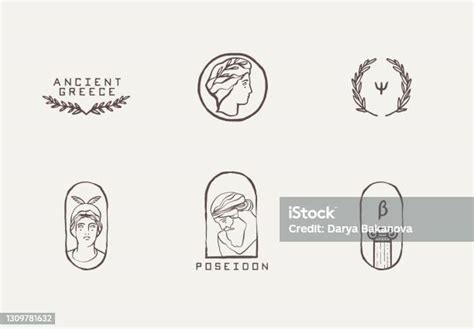 Ancient Greek Aesthetics Modern Logotypes Stock Illustration Download