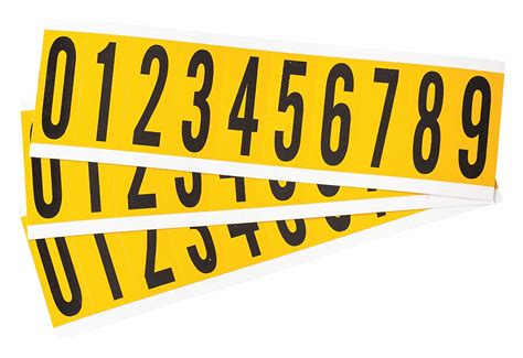 Brady Numbers Label Kit 0 Thru 9 Black On Yellow 2 In Character