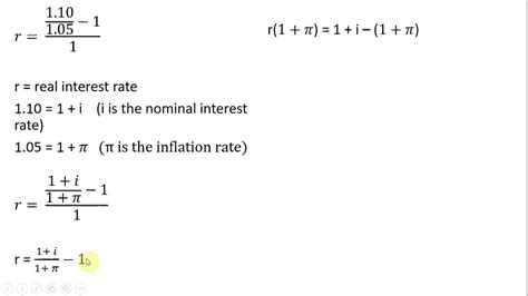 Nominal interest, real interest, and inflation calculations. Deriving the Precise Fisher Equation - YouTube