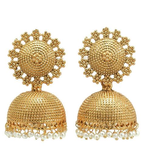 fashion gold plated stylish pearl jhumka jhumki traditional earrings for women and girls buy