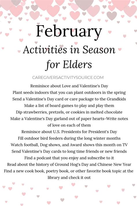 February Activities In Season For Elders And Seniors February