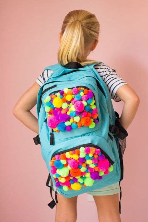 Pom Pom Backpack With Images Diy Backpack Diy Backpack Decoration