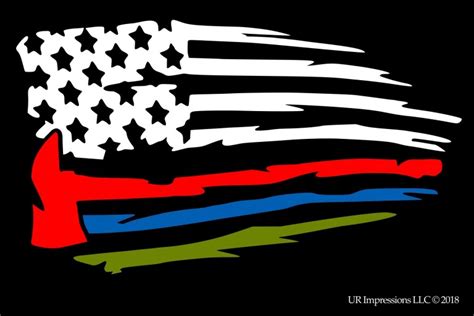 Tattered Flag Thin Red Ablue Green Line Decal Ur Impressions Llc