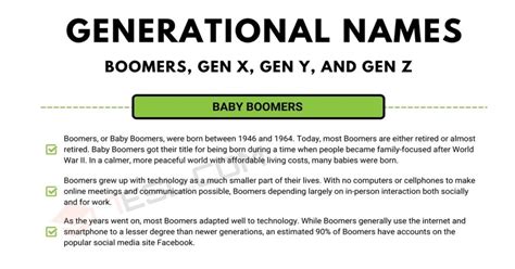 Generation Names Defining Boomers Gen X Gen Y And Gen Z Groups 7esl