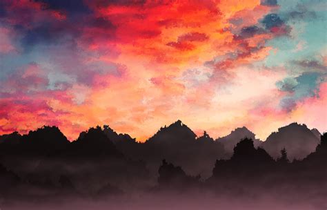 1400x900 Sky Painting Mountains Landscape 4k 1400x900 Resolution Hd 4k