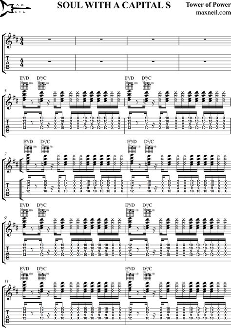 Tower Of Power Soul With Guitar Transcription Music Notation And Taba