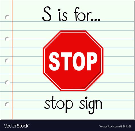 Flashcard Letter S Is For Stop Sign Royalty Free Vector