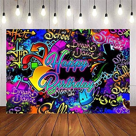 Amazon Com Avezano Graffiti S S Birthday Backdrop Retro Hip Hop Birthday Party