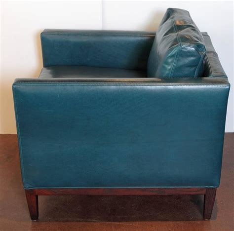 Parisian Blue Leather Lounge Chair At 1stdibs