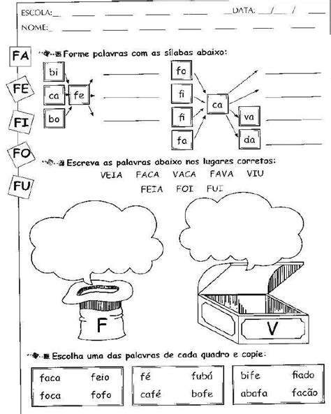 24 Atividades Com Fa Fe Fi Fo Fu Para Imprimir Online Cursos