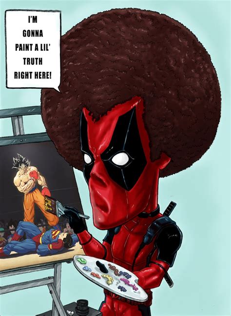 Deadpool As Bob Ross Painting The Truth Etsy