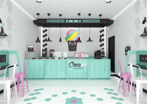 Creame Ice Cream On Behance Cafe Ice Cream Cafe Interior Design