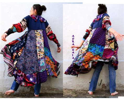 Auragaias Hippy Chic Poorgirl Boho Tattered Upcycled Tunic Dress S M