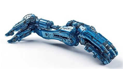 3d 렌더링에서 파란색 로봇 팔을 보여주는 흰색 배경 로봇 손 로봇 팔 3d 로봇 배경 일러스트 및 사진 무료 다운로드