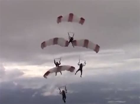 Skydivers In Freefall Scare After Getting Tangled Up In Mid Air The
