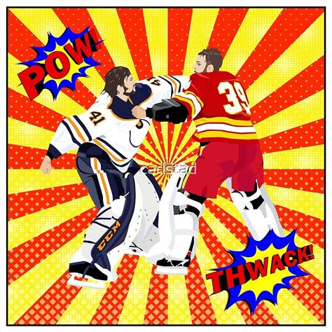 Hockey Goalie Fight Cartoon Style By Carlstad Redbubble