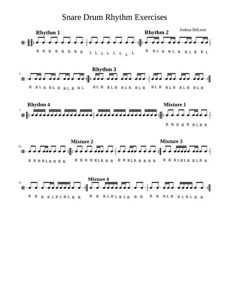 Print And Download In Pdf Or Midi Snare Drum Rhythm Exercises