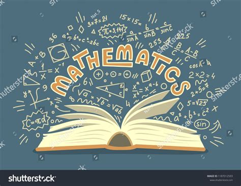 Mathematics Open Book With Maths Doodles With Lettering Education