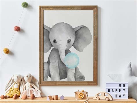 Elefant Bubblegum Druck Elefant Kinderzimmer Dekor Tiere Blasen