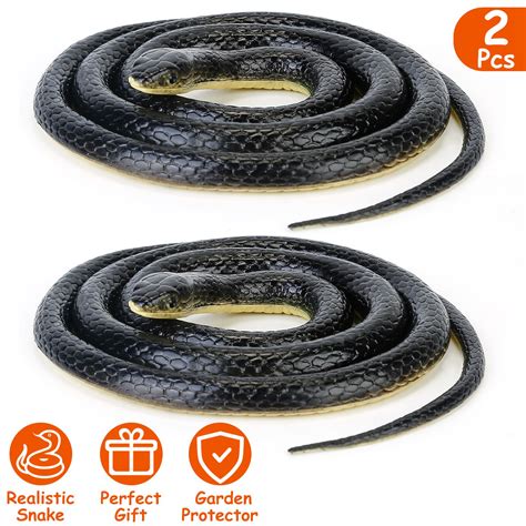 Lakeforest 2pcs 50in Realistic Rubber Snake Fake Snakes Toy That Look