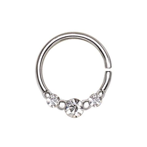316l stainless steel clear cz trio annealed seamless ring septum ring rebel bod