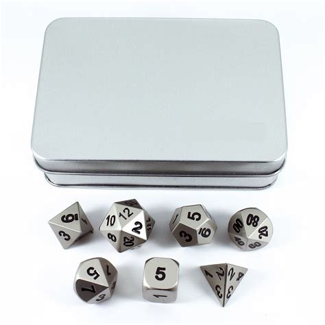 Solid Metal Dice Set Silver Color In Presentation Case Gamedicechip