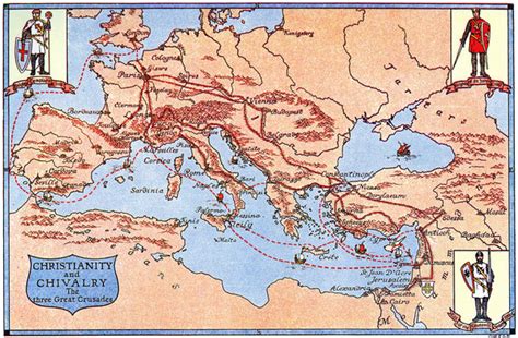 Map Of The Routes Of The Three Great Crusades Posters And Prints By Criss