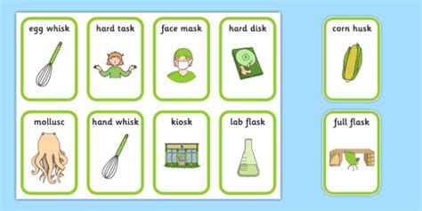 Word Final Sc Sk Playing Cards Two Syllables