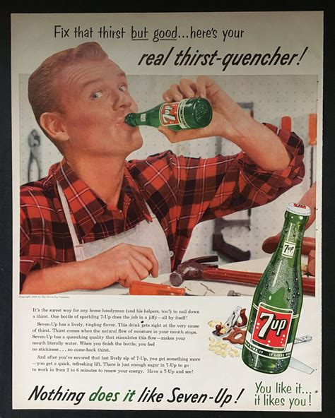 1956 Seven Up 7 Up Soda Magazine Ad Print Advertisement Real Thirst Quencher Handyman Tools