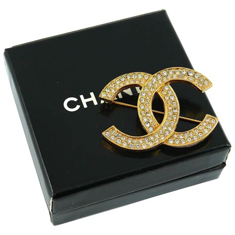Chanel Vintage Cc Logo Crystal Brooch At 1stdibs