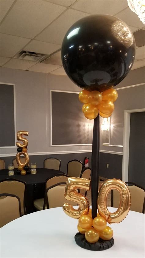 50th birthday party decorations pack for cheers and beers to 50 years birthday theme for men. BLACK GOLD PARTY Black and Gold Balloon Centerpieces with ...