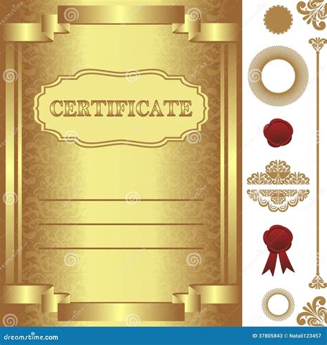 Golden Certificate Diploma Template Vector Illustration
