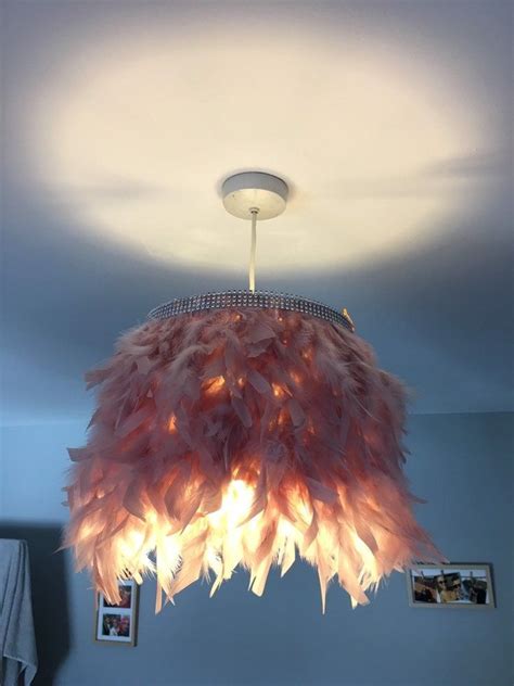 Champagne Pink Or White Or Lilac Feather Light Shade Or Lamp Etsy Uk