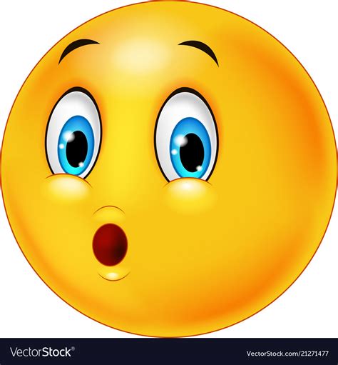 Surprised Emoticon Face Cartoon On White Vector Image