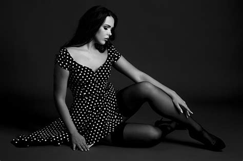 hd wallpaper girl stockings legs black and white photo polka dot dress wallpaper flare