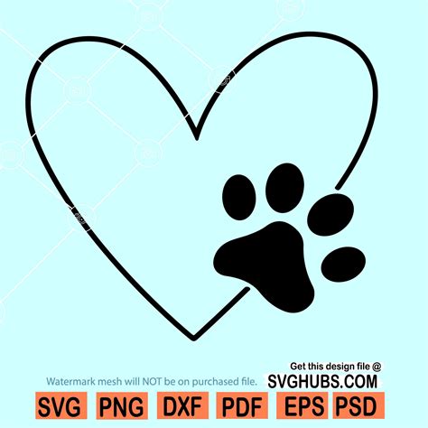 Love With Pawprint Svg Paw Print Love Svg Dog Mom Svg
